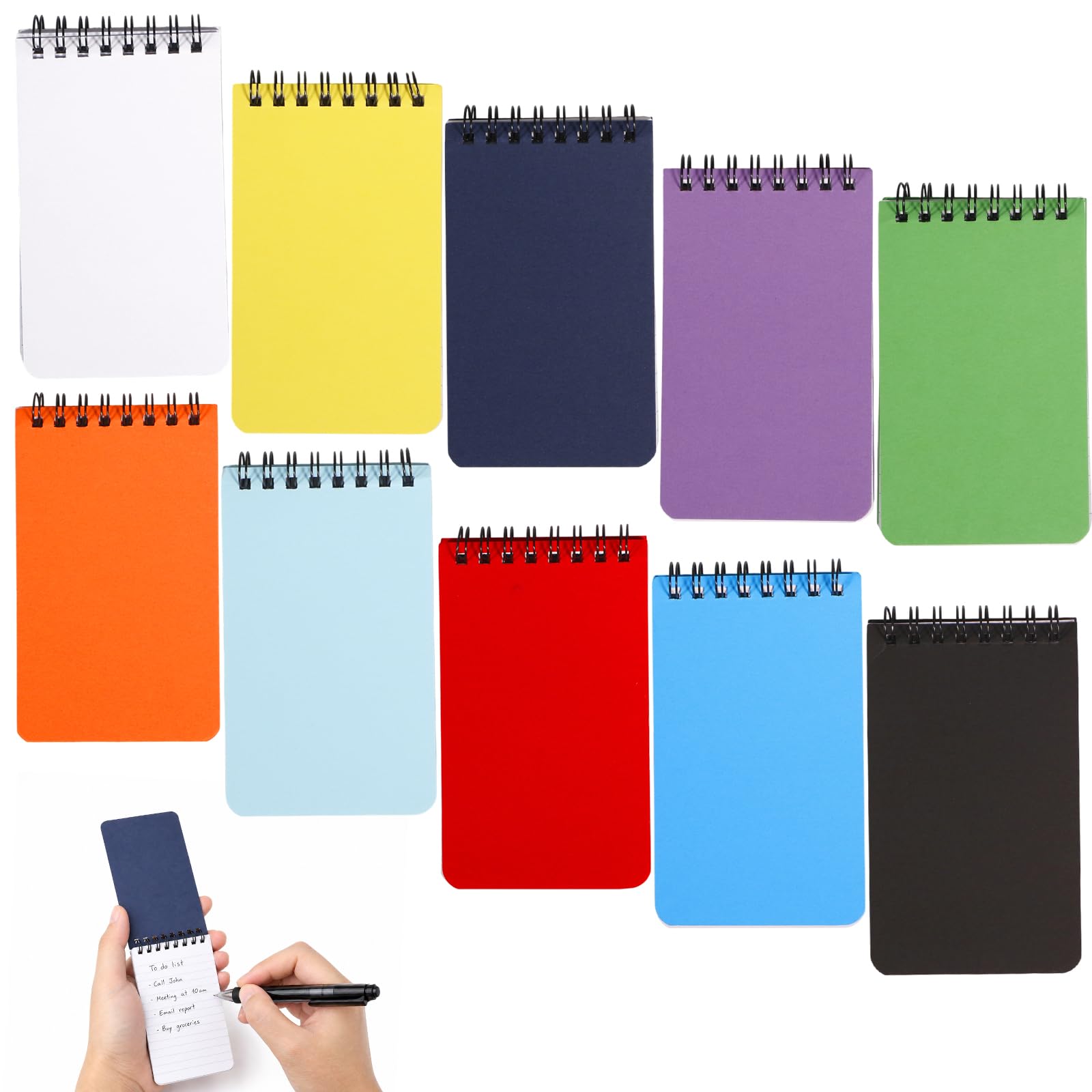Geukmun 10 Pack Small Notebook Pocket Notebook A7 Spiral Notebook Mini Notepad Small Notebooks Pocket Size 3x5 Inch with Colourful Covers and Lined Pages for School Office Travel