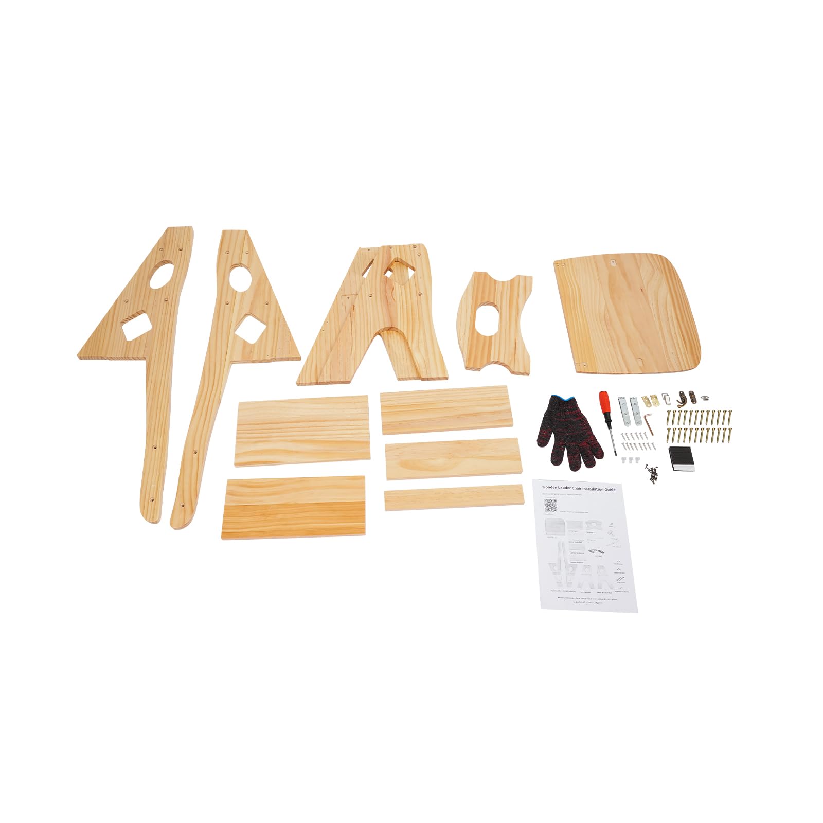 Taburete plegable de madera plegable de 4 niveles, escalera convertible y escalera multifunción, capacidad de carga de 100 kg, para uso en interiores y exteriores (color madera)
