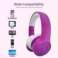 Vista 23 de Auriculares inalámbricos para niños, auriculares Bluetooth para niños pequeños, con aislamiento sobre la oreja, auriculares plegables con micrófono