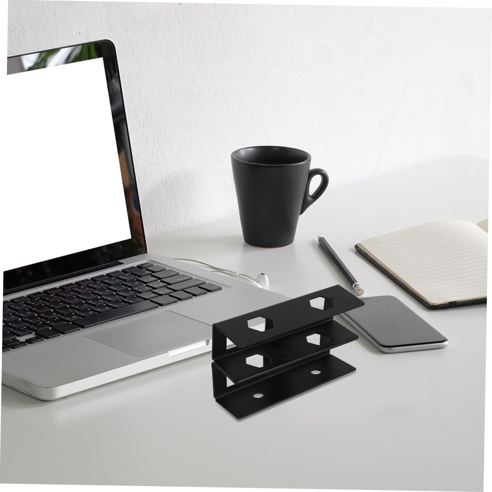 HOMSFOU 3 Juegos Soporte para Laptop Bajo Escritorio Soporte Doble Capa para Organizar Laptop y Cables Instalación con Tornillos