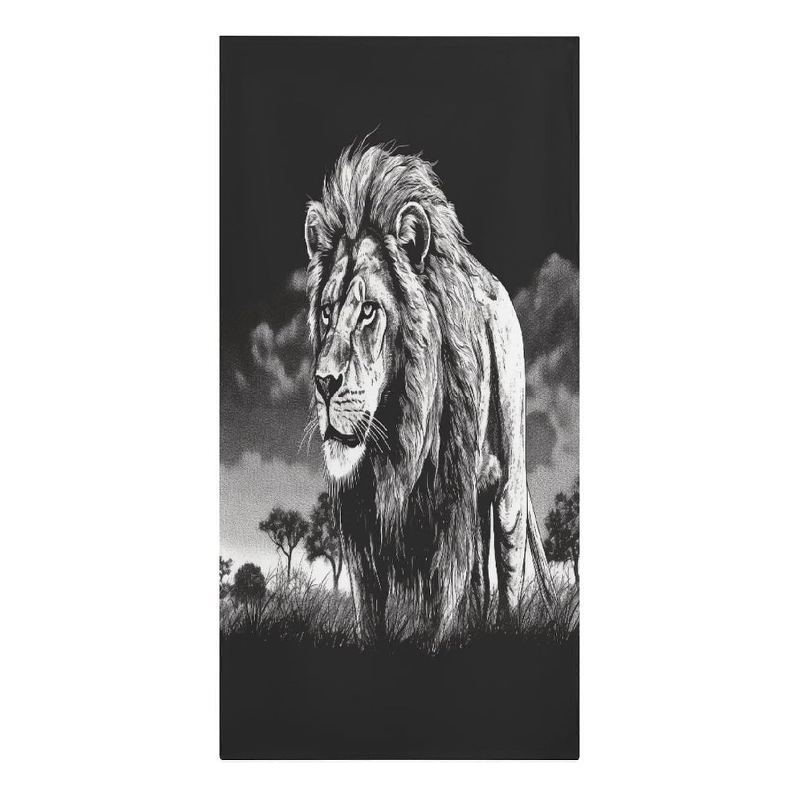 VstaDank Lion Black and White Illustration Beach Towel Vacation Essentials Sand Free Soft Quick Dry Swim Towels 61"x30" Modern Extra Large Towels Lightweight Microfiber Beach Towel for Swimming Pool