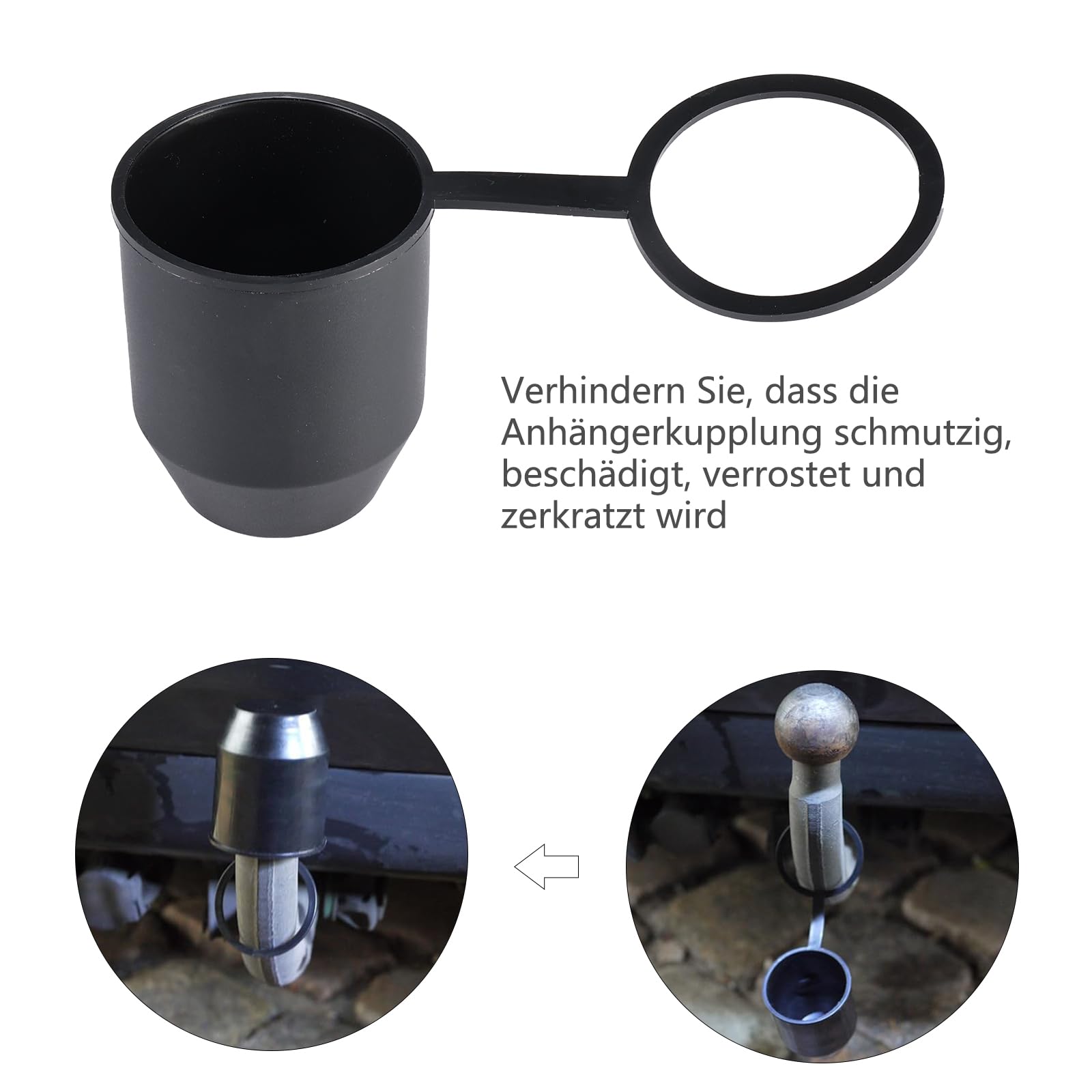 Anhängerkupplung Abdeckung 50mm 4er Set - Kugelkopfschutz Mit Sicherungsring | Schwarz & Wetterfest