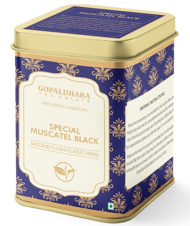 Gopaldhara Darjeeling Tea Special Muscatel Black 100 grams Tin Can - (Classic Series) FTGFOP1 Traditional & Authentic Second Flush Muscatel Black Tea