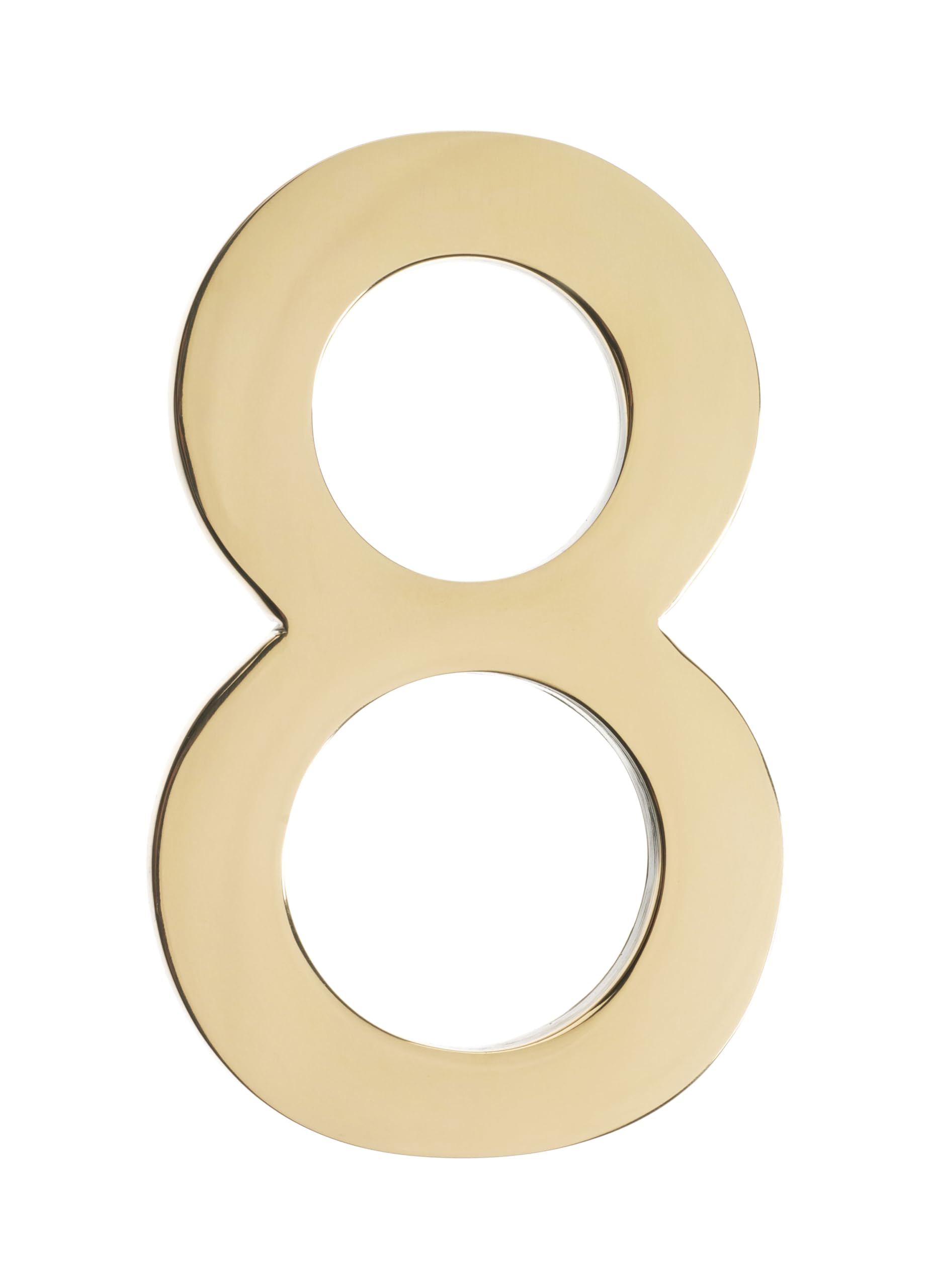 Numéro de maison en laiton poli brillant 12,7 cm au design architectural chic