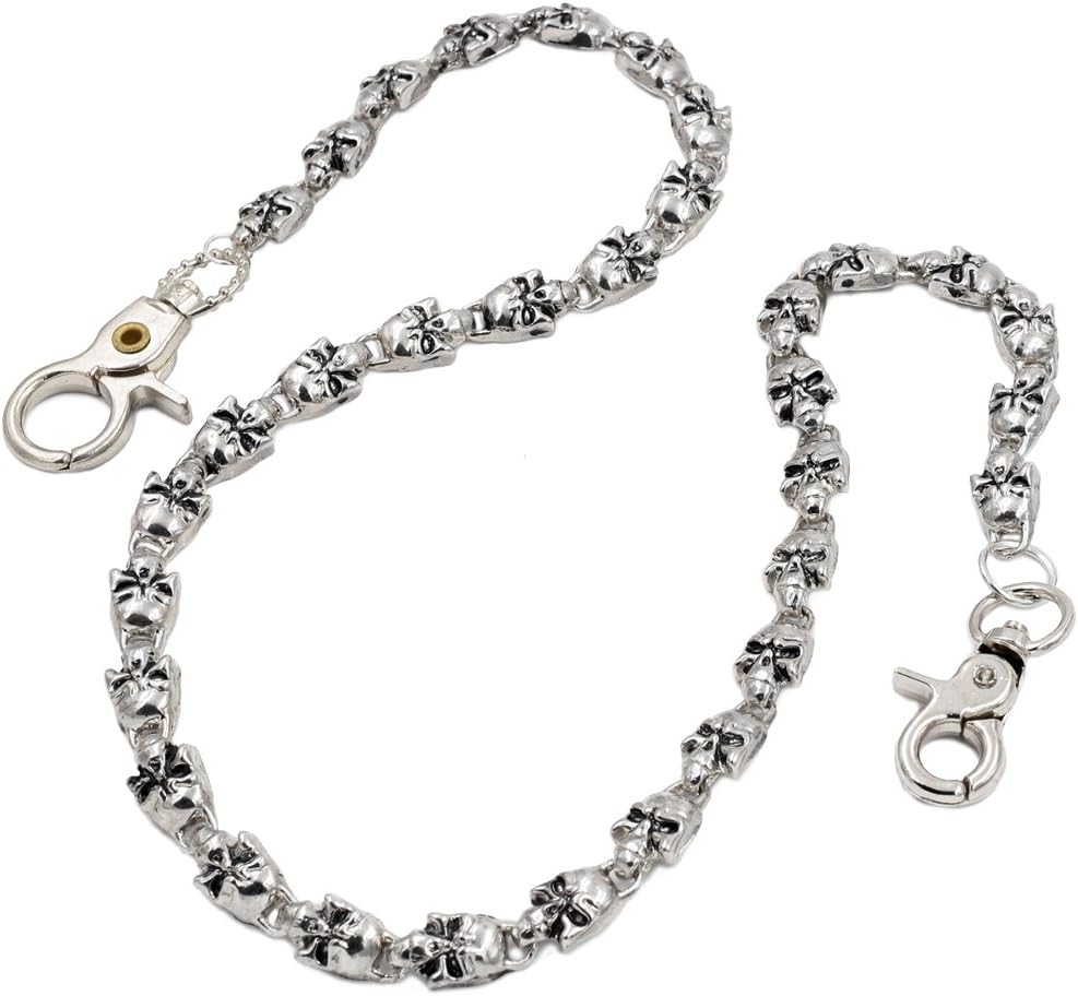 Slim Scowling Skull Wallet chain Metal Biker Punk Key chain