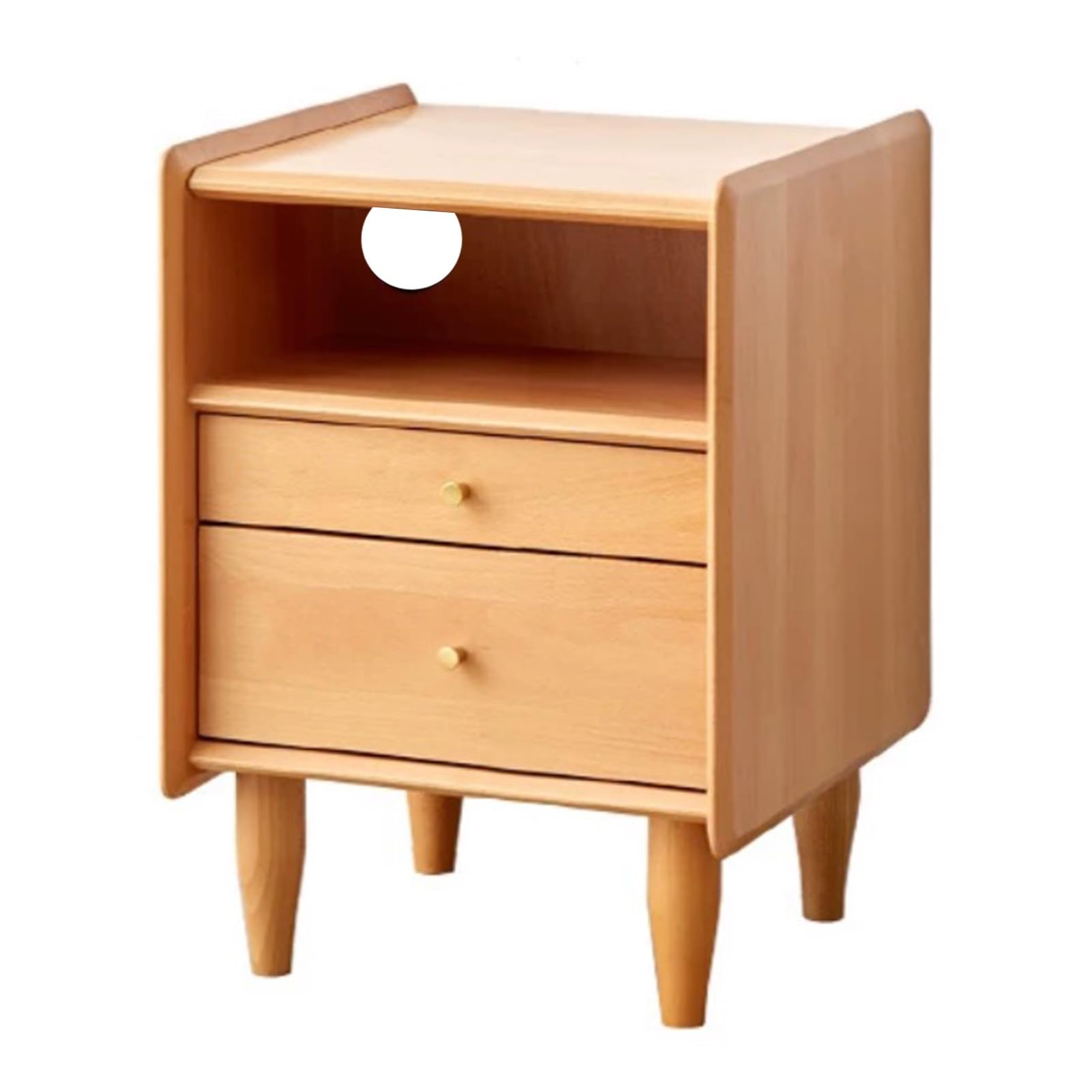 YVYKFZD Nightstand with 2 Drawers, Storage Bedside Table for Bedroom, Wood Bed End Table with Pull-Out Shelf Save Space, Night Stand with Metal Handle