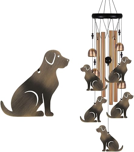 Campanilla de viento de bronce para perro, regalos para mamá, hogar, jardín, balcones, habitación, patio, decoración de perro para interiores y