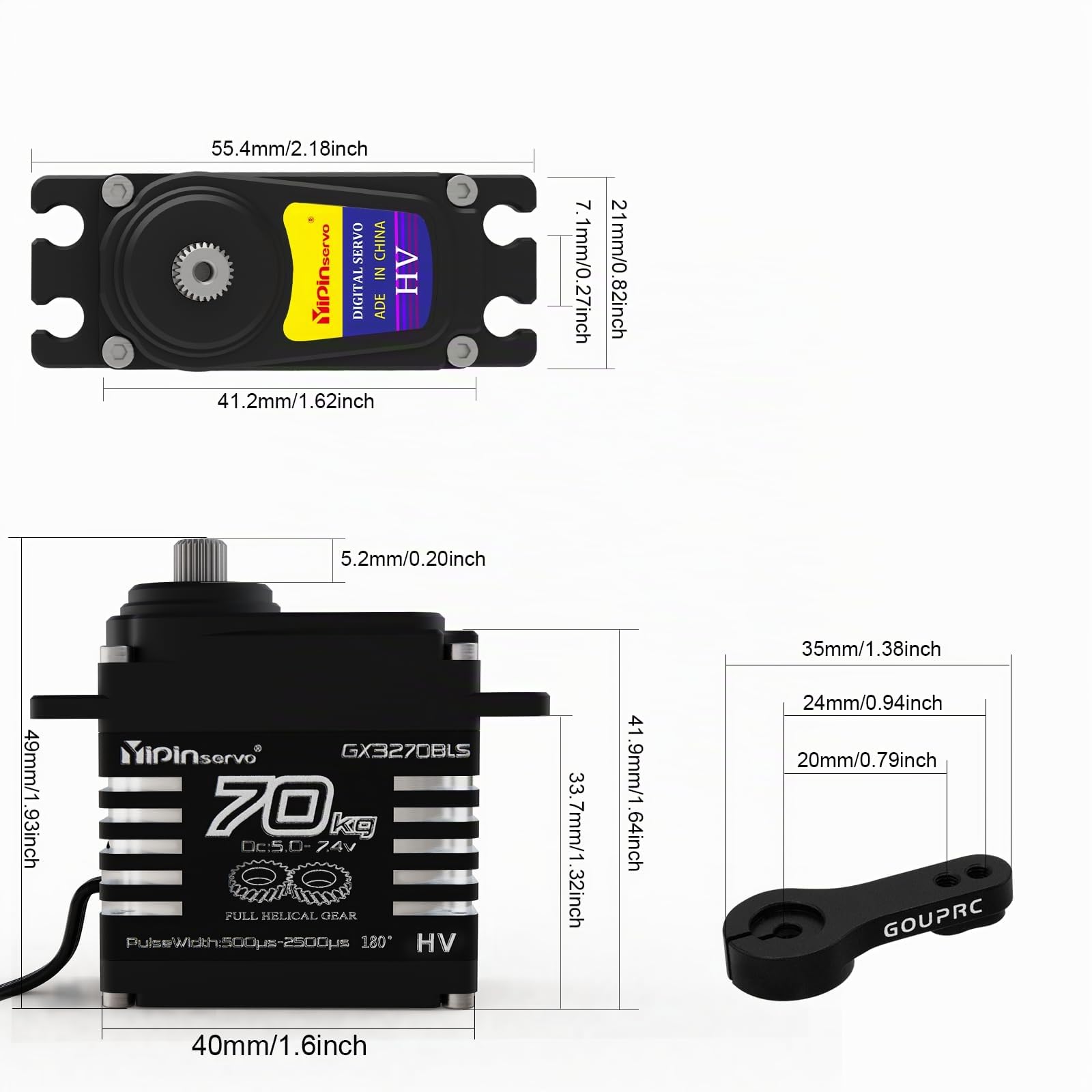 70KG Brushless Servo mit Hohem Drehmoment 8,4V für 1/8 1/10 1/12 RC Auto | 70KG Brushless Servo 8,4V für 1/8 1/10 1/12 RC