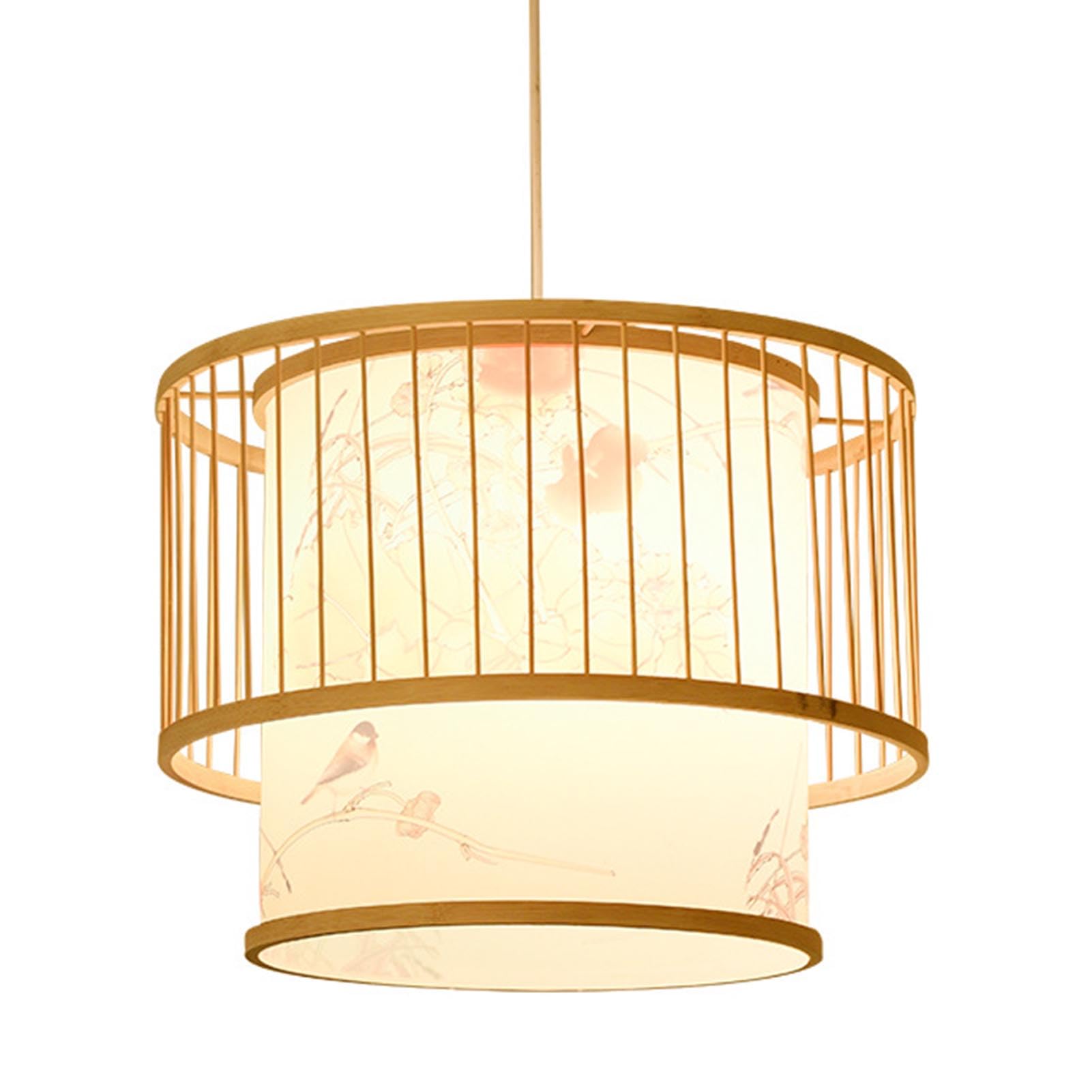 Birdcage - Lampada a sospensione in tessuto, decorazione ecologica per ristorante per casa da tè giapponese, 50 x 35 cm