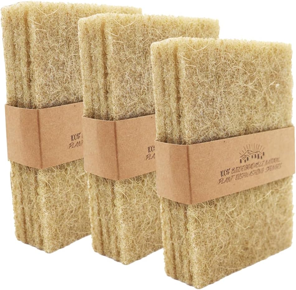 Natural Scouring Pads 15 Pack NonScratch Sisal Cleaning