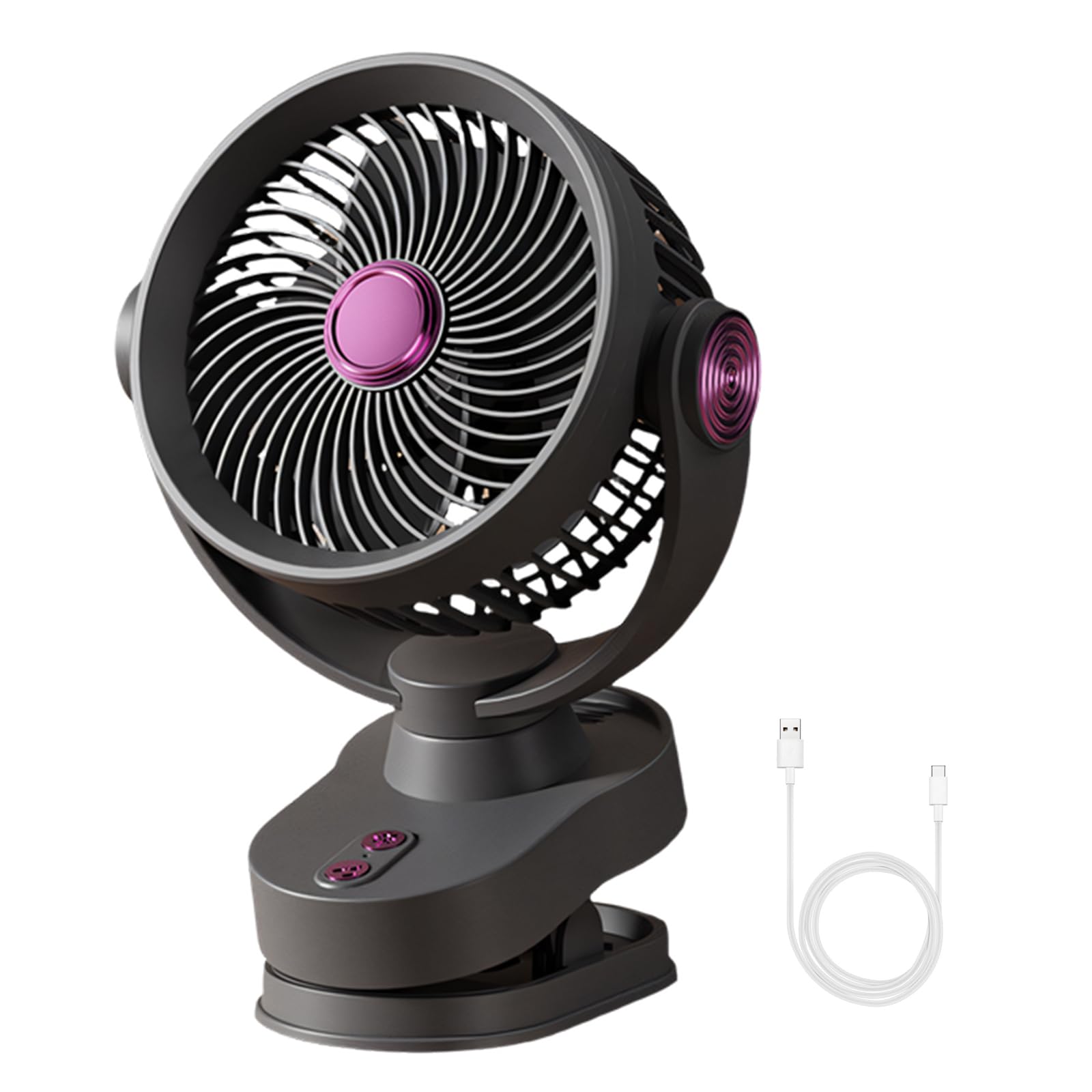 Kalttoy Portable Desk Fan with Adjustable Clamps 3 Speeds Personally Cooling Fan for Home Work, Offices, Dorm Easy to Use Portable Rechargeable Electric