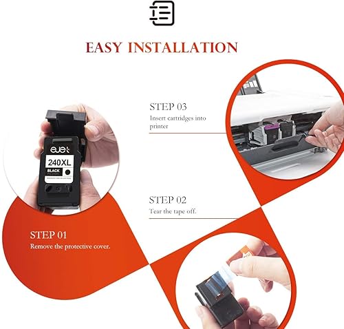 Miniatura 7 de ejet Cartucho de tinta negro 240XL remanufacturado para Canon PG-240XL Cartucho de tinta negra para Pixma MG3620 MG2120 MG3520 TS5120 MX452 MX512