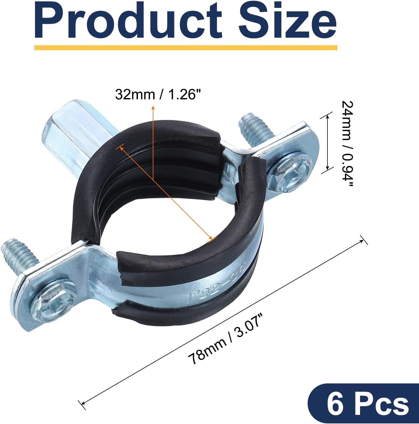 uxcell 6 Pcs Split Ring Pipe Hanger, 32mm/1.3inch Adjustable Pipe Bracket Clamp Wall Ceiling Mount Pipe Strap Support for Plumbing Drainage Pipe Tube