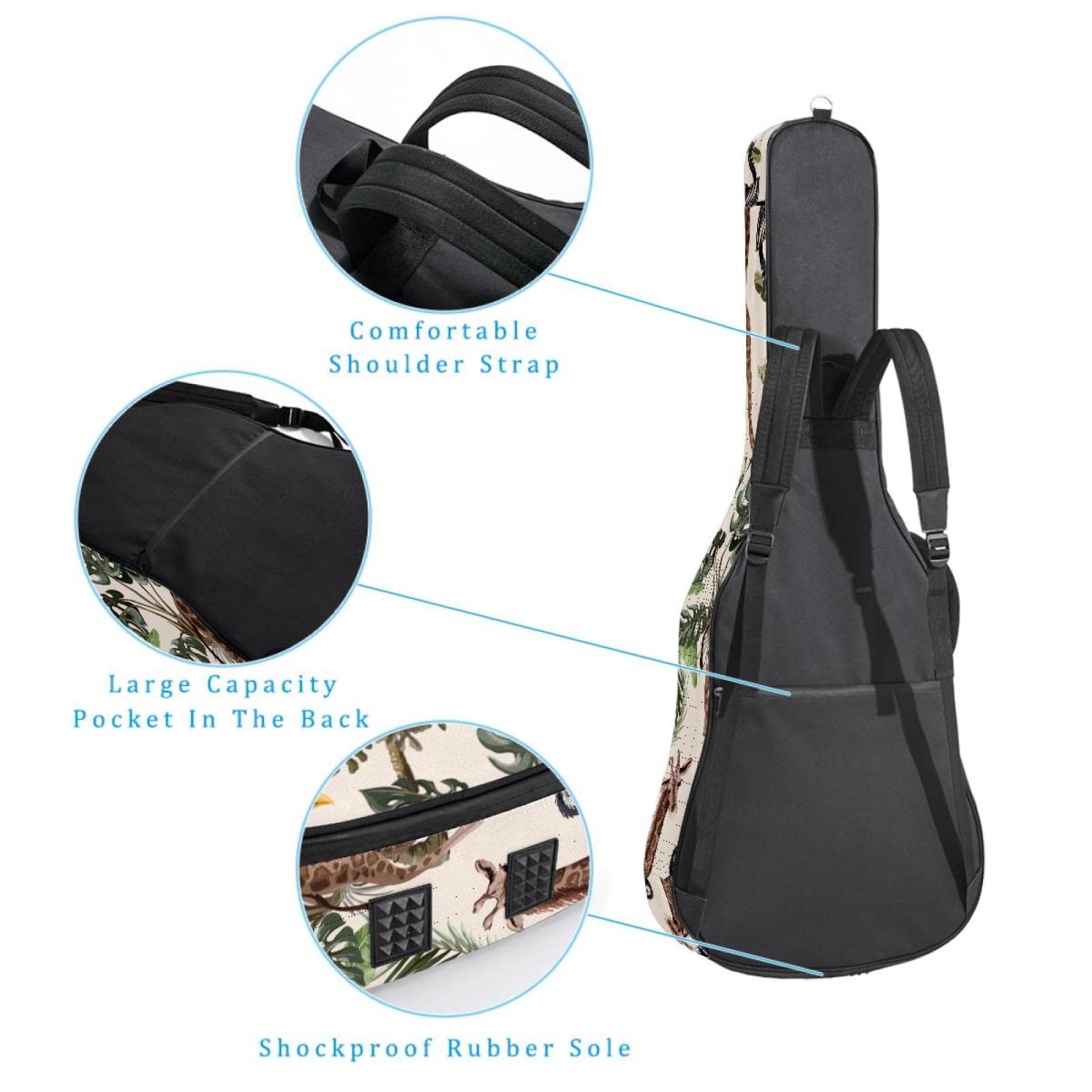 Funda Para Guitarra Eléctrica Loro Caracol Jirafa Bolsa Guitarra Acolchada 6Mm Tela Oxford Impermeable Para Guitarra Acústica Y Clásica 40 41 Pollici