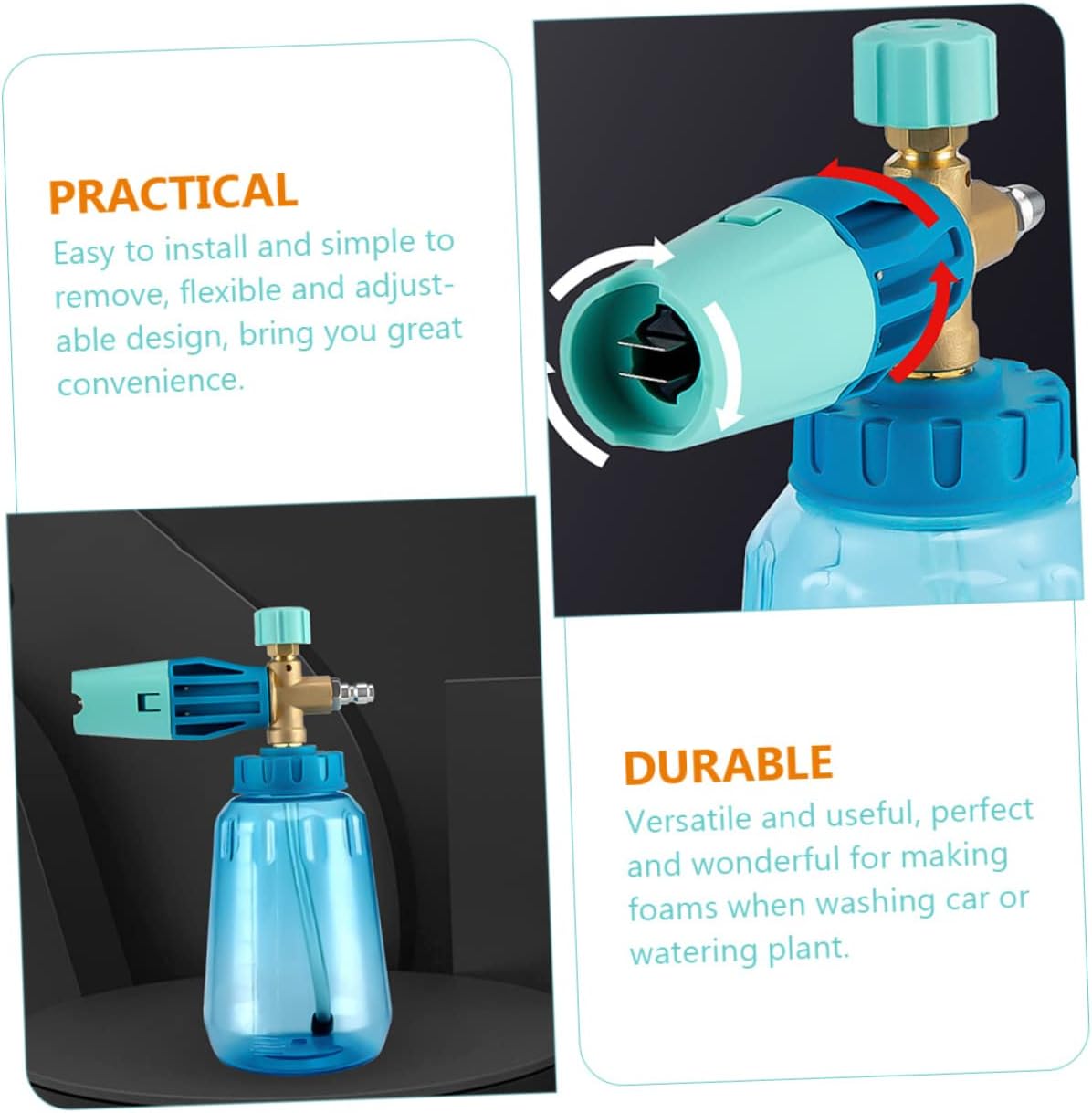 BESTonZON High Pressure Adjustable Car Foams with Connector Durable Car Wash Foamer Versatile Sprayer for Cleaning and Watering Adjustable and Water