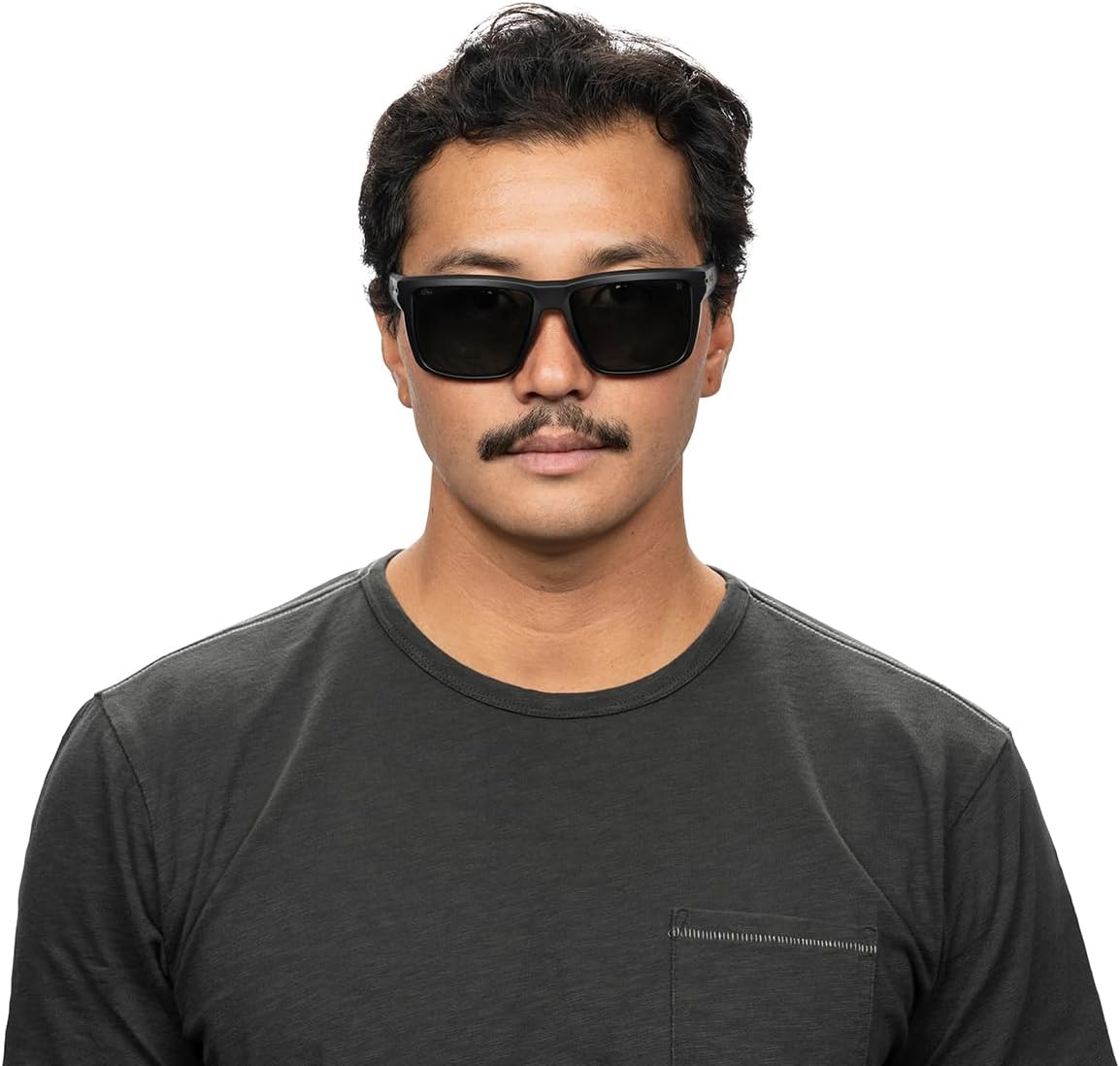 Spy+ - Overhaul XL, ANSI Matte Gray, Happy Boost Polar Ice Blue Mirror, Medium-Large, Sunglasses, Unisex, Adult