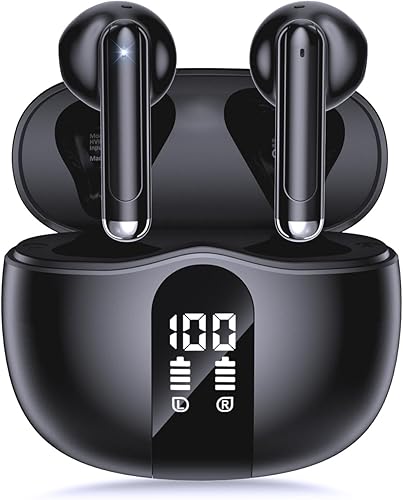 Miniatura 9 de Auriculares inalámbricos, Bluetooth 5.4, estéreo de alta fidelidad, auriculares con reproducción de 50 horas, pantalla LED, llamadas claras, IP7
