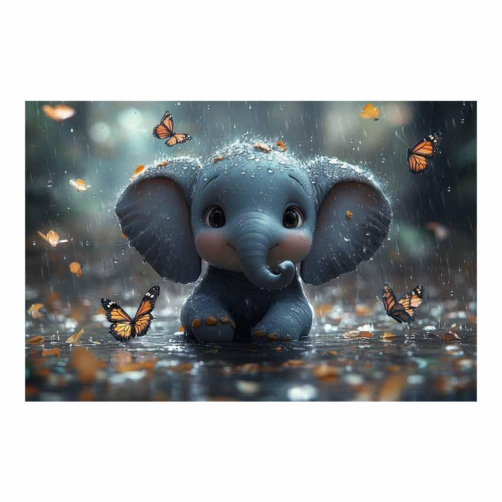 Tableau éléphant décoration murale TERUEA affiche orange 70x100cm sans cadre - 8