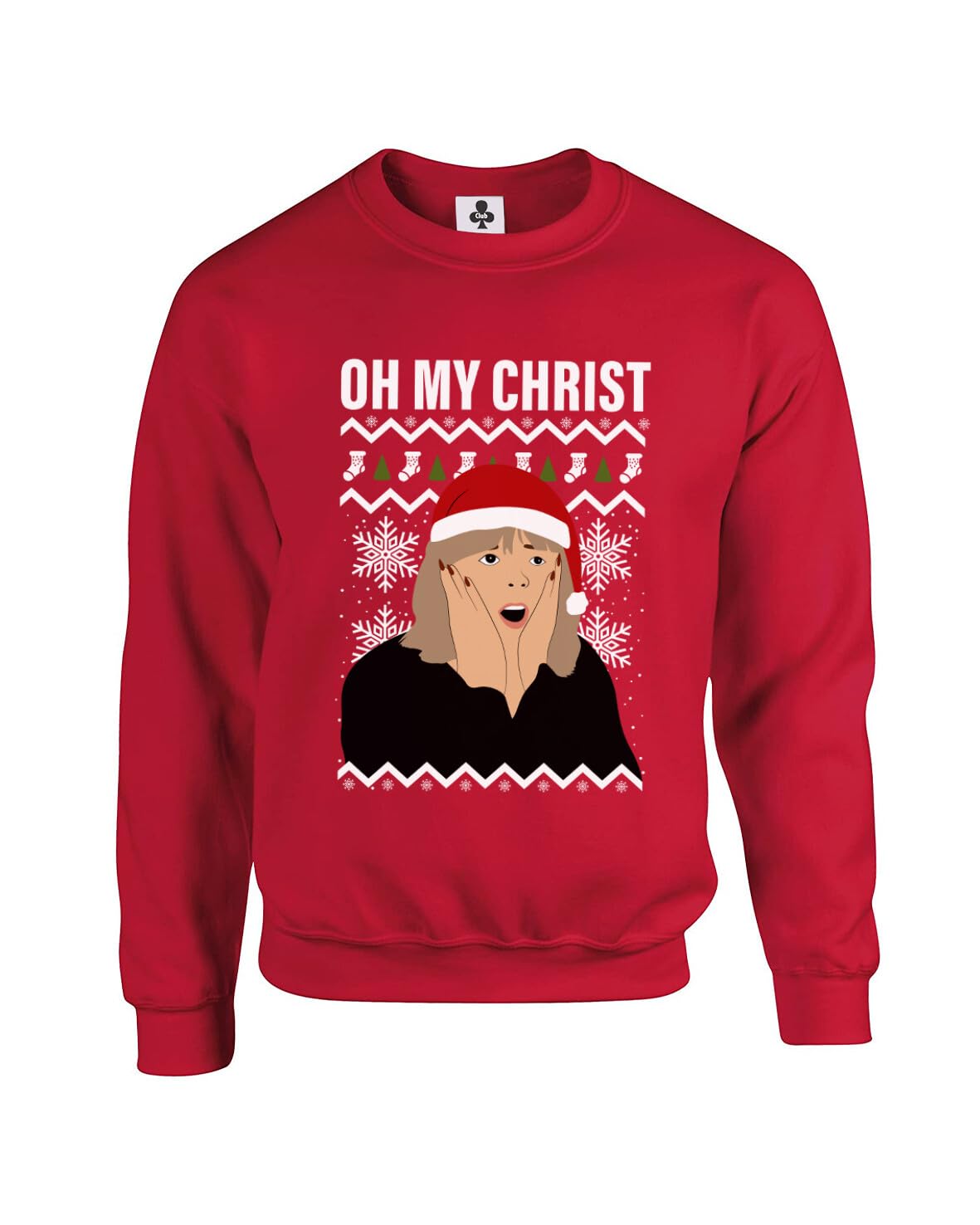 New Spirit Original Unisex Red Pam Meme Oh My Christ Christmas Xmas Festive Novelty Funny Adults Sweatshirt Jumper