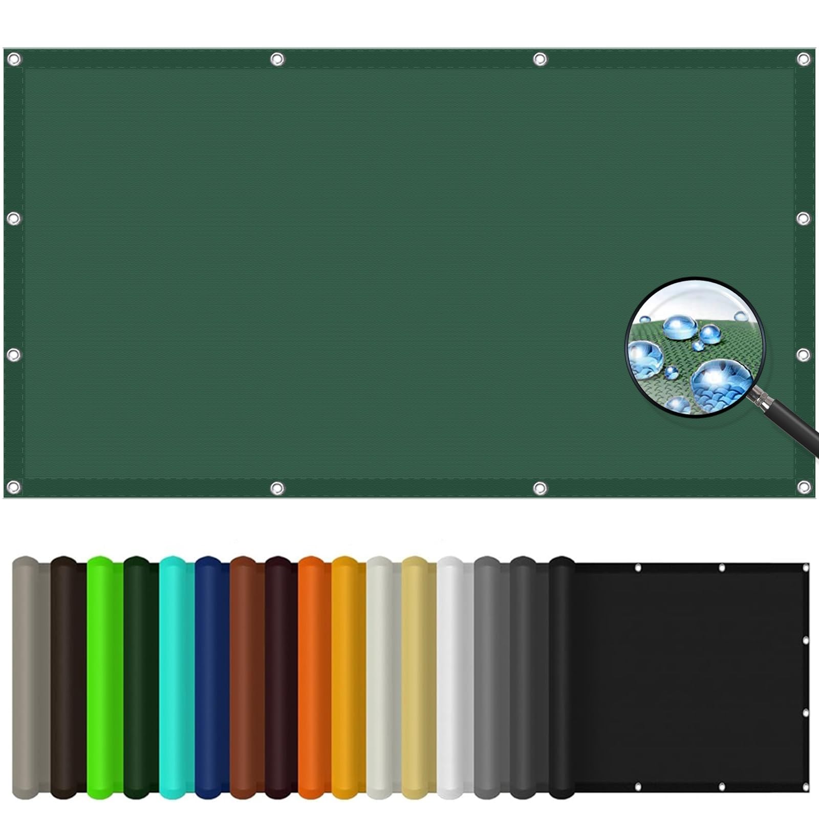 Voile d'ombrage rectangulaire 2x5m en polyester vert foncé imperméable pour balcon et patio