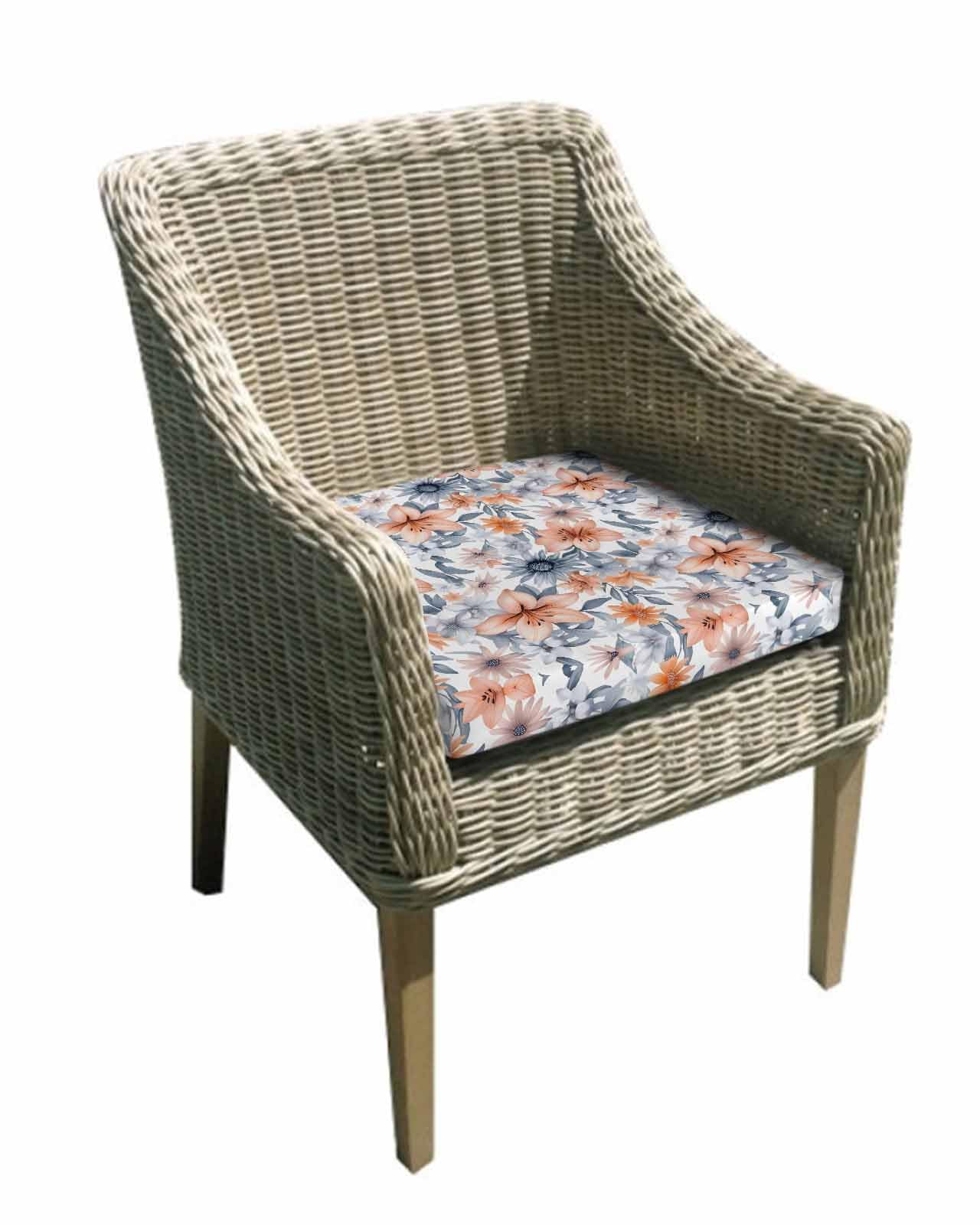 Hokiten Botanical Flowers Outdoor Cushion Chair Cover Set of 4 - Waterproof Couch Seat Covers, Watercolor Gray Pink Floral Leaves Patio Furniture Protector Cushions Slipcovers for Sofa/RV, 22