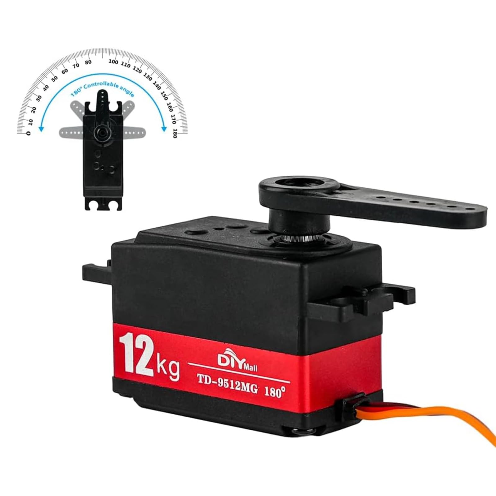 TD-9512MG - Servo digitale a basso profilo, trasmissione in metallo, coppia elevata, 4,8-7,4 V, per robot 1/10 1/8 RC Car (angolo di controllo 180 gradi)