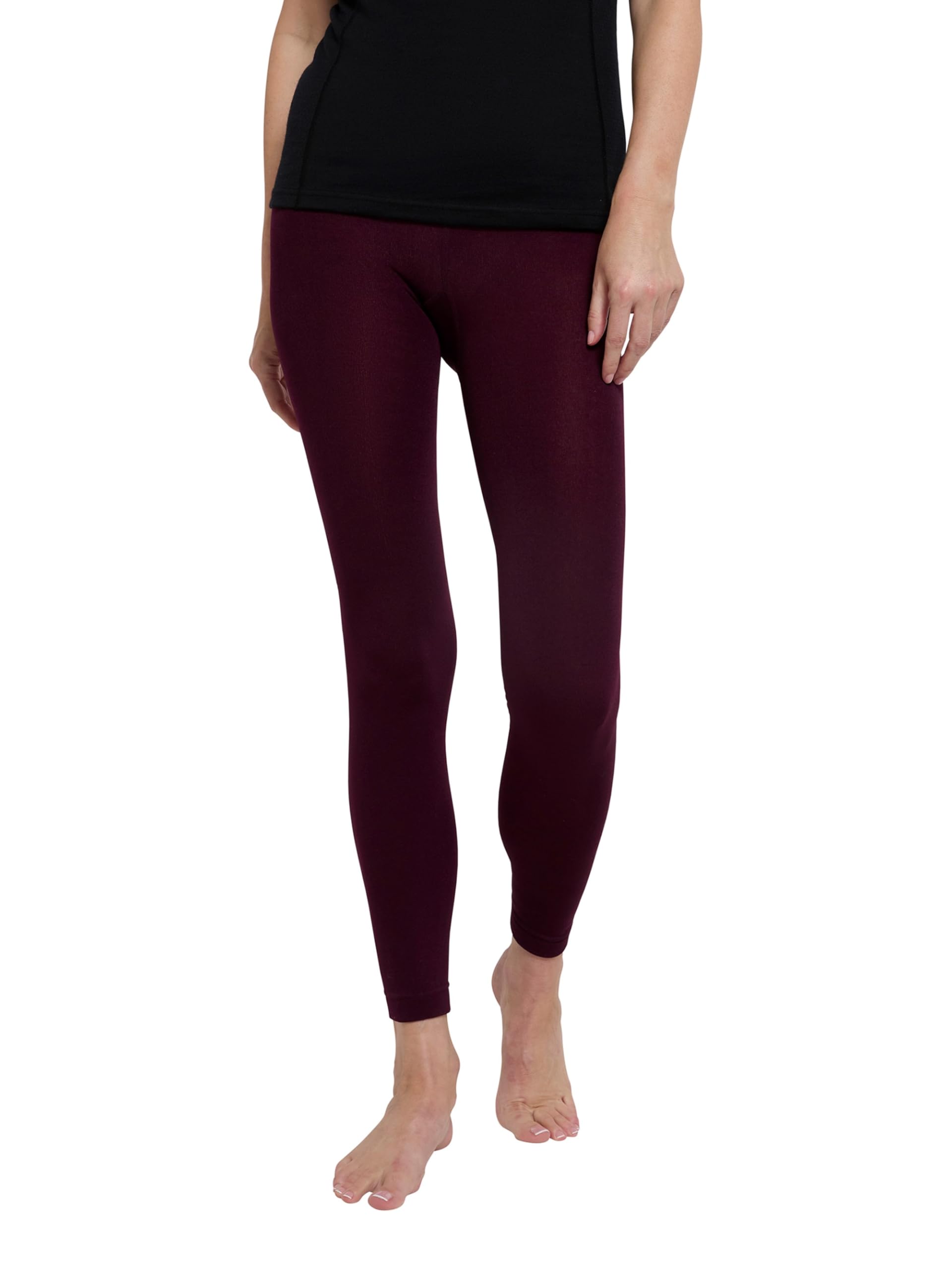 Mountain Warehouse Isotherm Womens Brushed Leggings - Lightweight Ladies Tights, Breathable, Thermal Underwear, Warm - Best for Skiing, Snowboarding Burgundy S