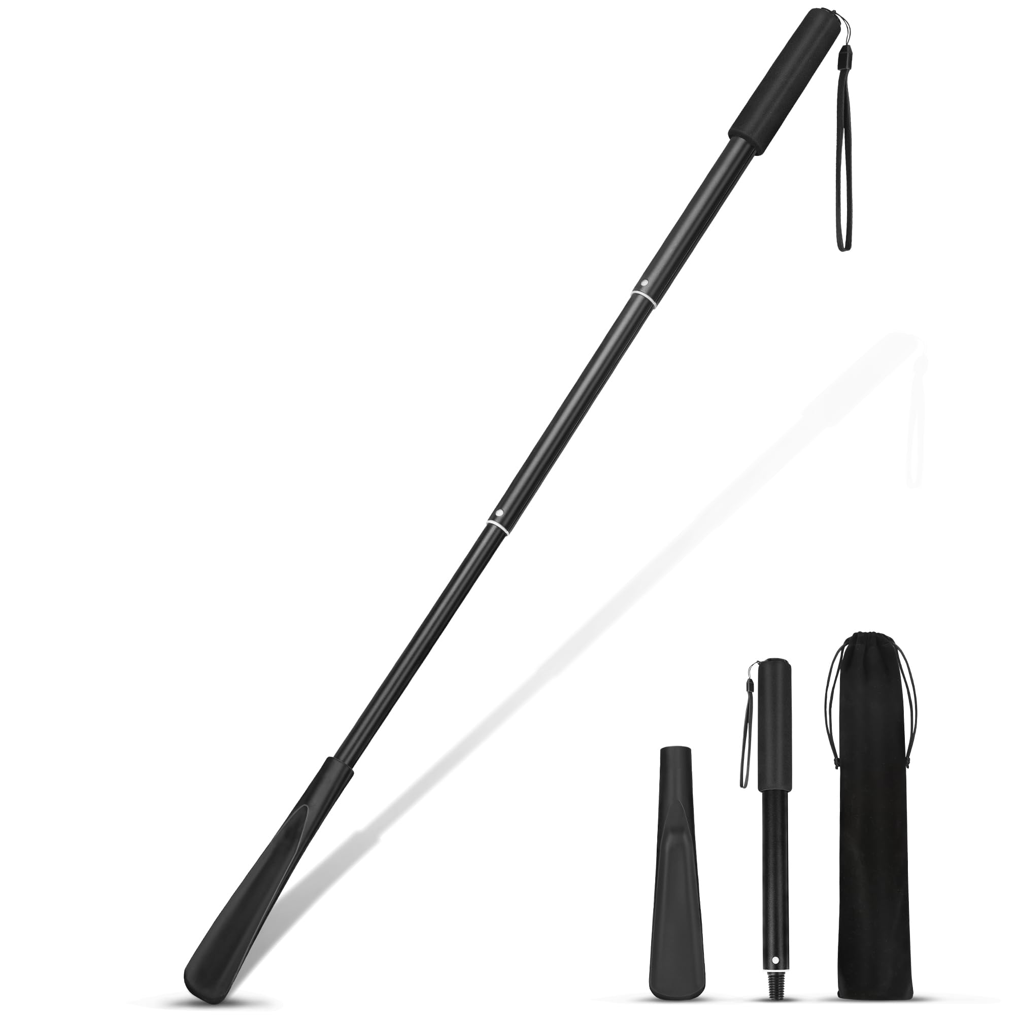 ZOMAKE Telescopic Shoe Horn Extra Long 85 CM, Plastic Shoehorn Retractable Shoe Helper Stick, Adjustable Length Portable Travel Shoes Spoon Lifter with Rope for Men Women Seniors Kids