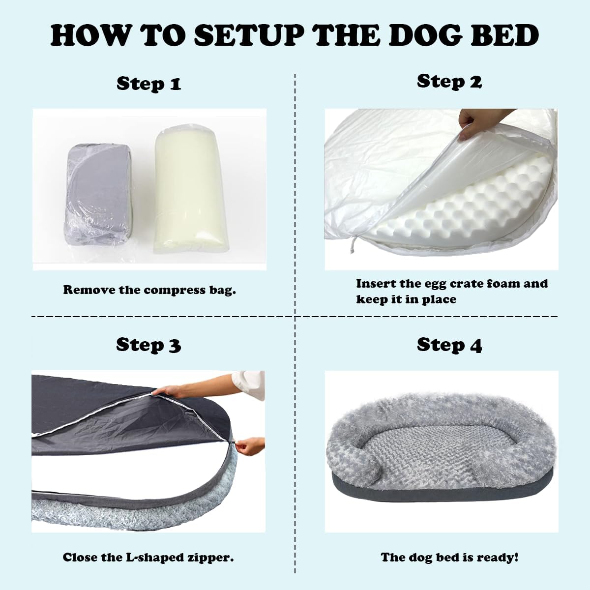 review Medium Dog Bed Mat - Sofa-Style C-Shape Design, Super Soft Reversible Memory Foam and Eggshell Foam, Non-Slip Bottom, Waterproof and Easy to Clean