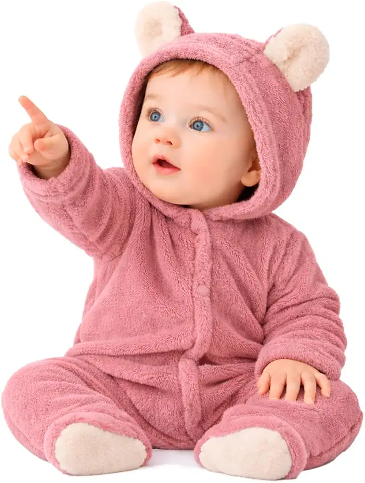 Macacão Para Bebe Menino Menina Teddy Pelúcia Com Capuz Frio Premium
