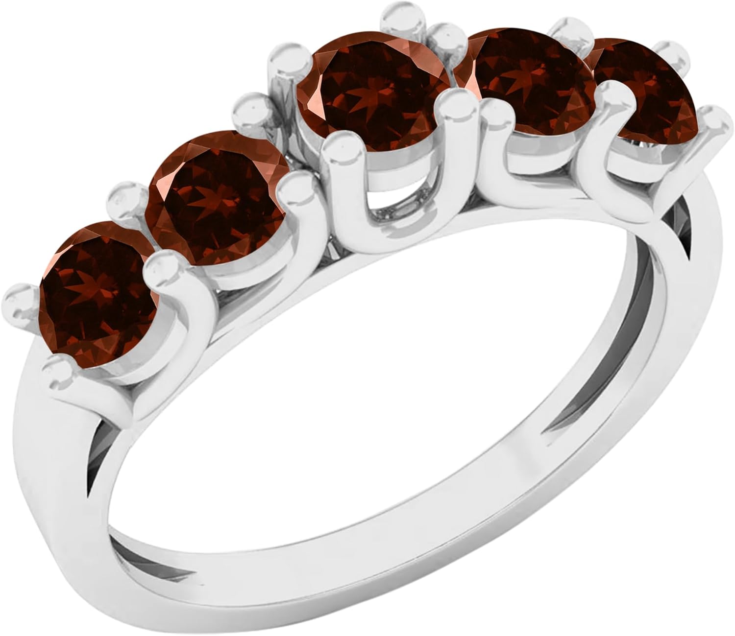 Dazzlingrock Collection Each 3.8mm Round Garnet Five Stone Style Wedding Ring Band for Women in 14K Solid Gold