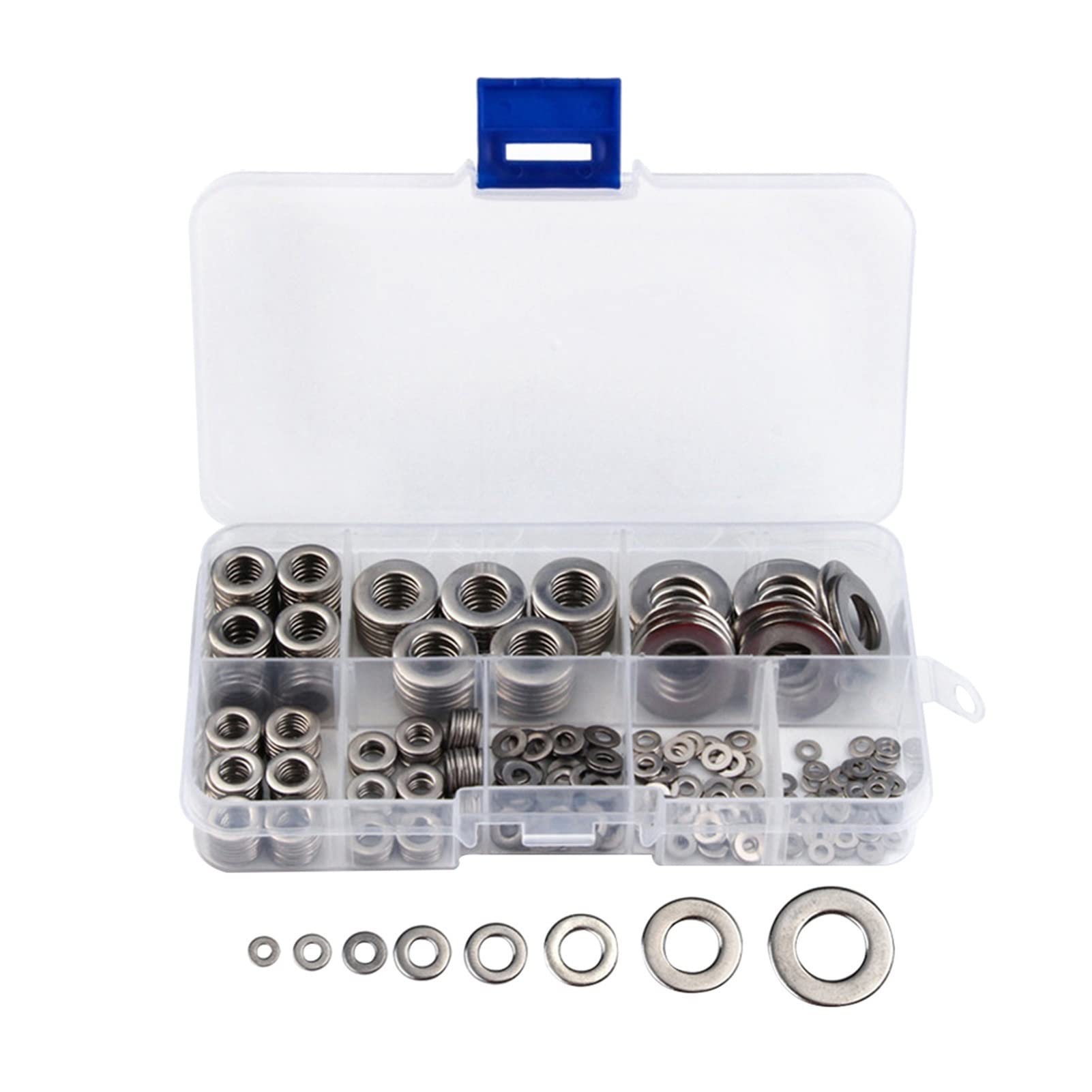 Arandelas de Acero 360 unids/Set de Arandelas Planas, Acero Inoxidable 304, Juego de clasificación de Arandelas de Guardabarros Grandes M2 M2.5 M4 M5 M6 M8 M10 M12 reparación General