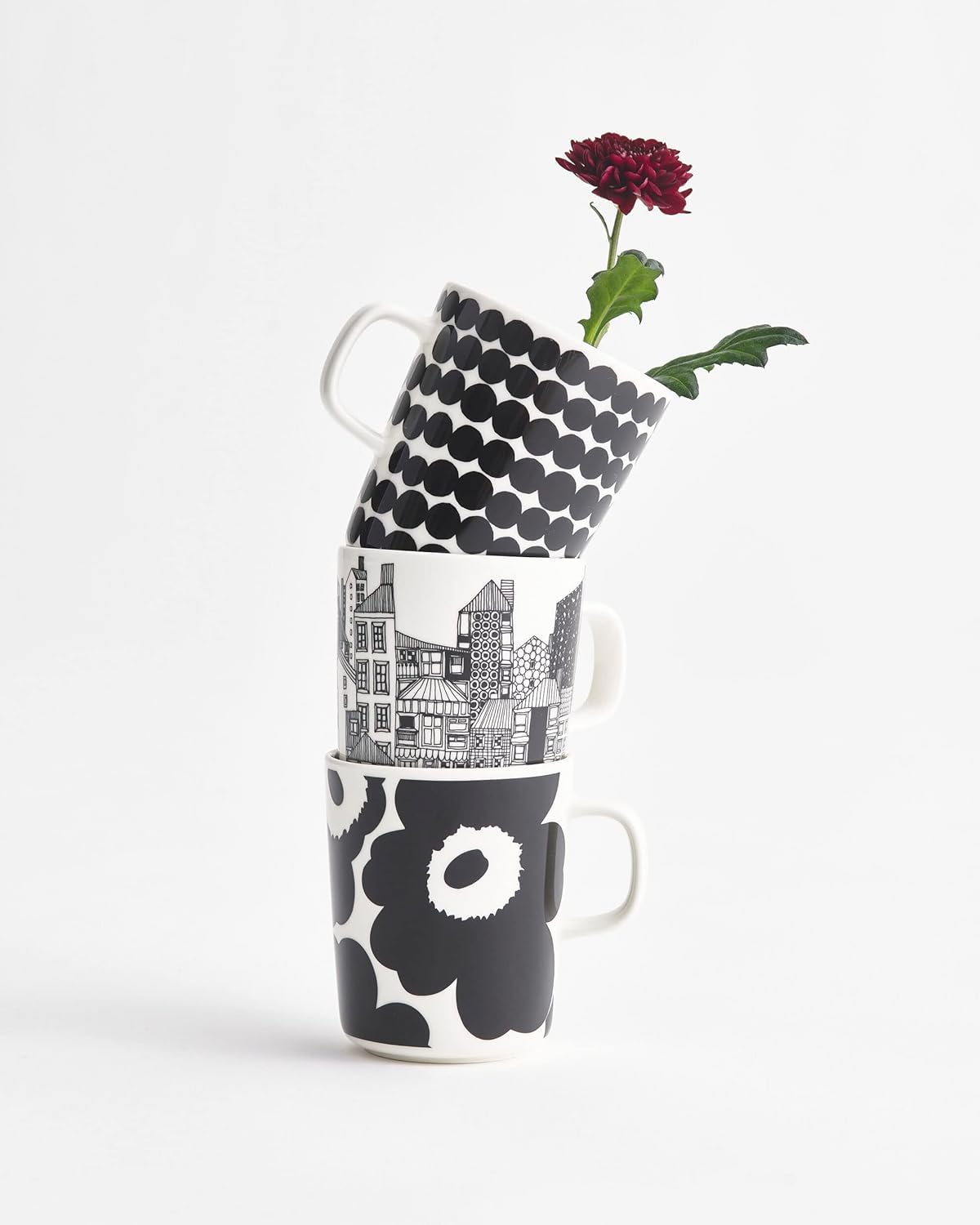 Amazon.com: MARIMEKKO Oiva/Unikko Set of 2 White/Black Stoneware