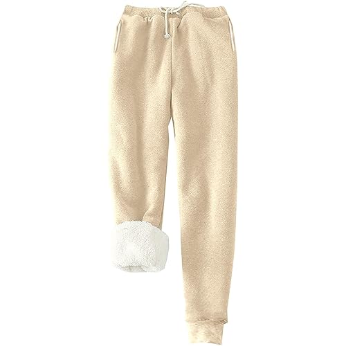 Fleece Lined Sweatpants for Women High Waist Thicken Sherpa Athletic Pants Winter Baggy Warm Joggers with Pockets