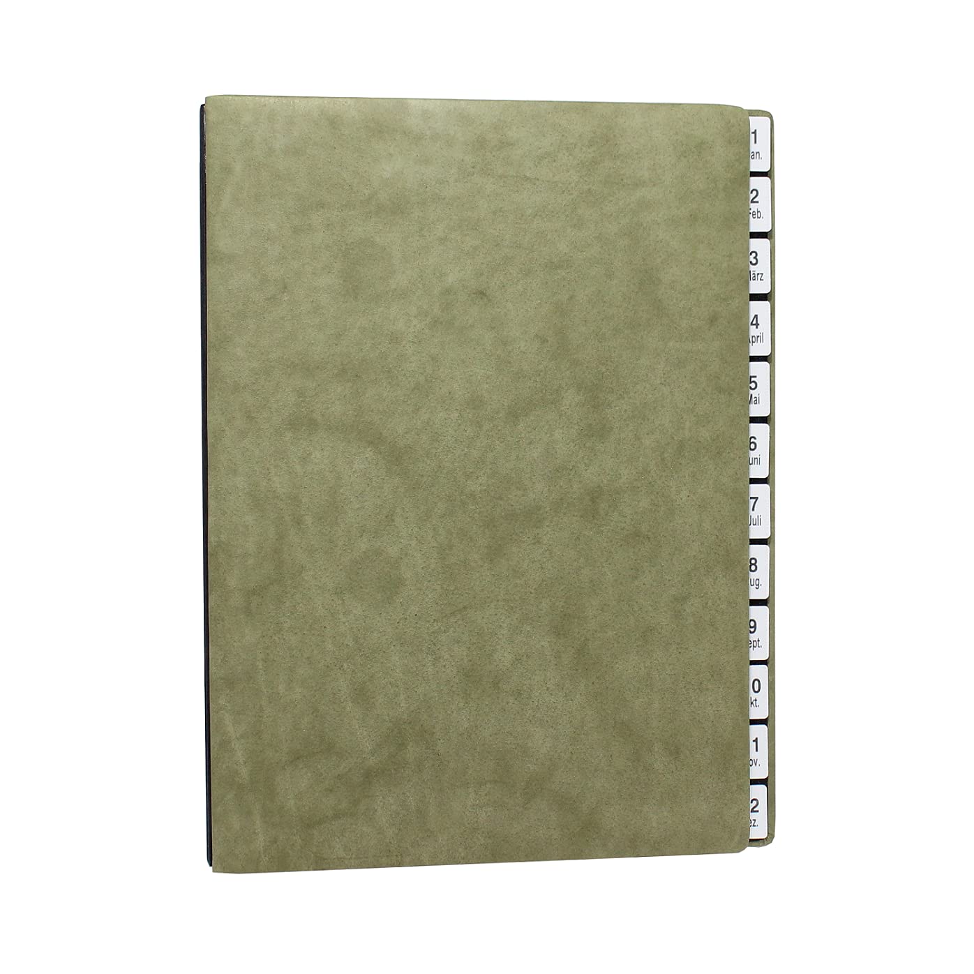 Raccoglitore in Nappa Verde, Porta Documenti, Archivio Documenti con Registro 1-12 (Gen.-Dic.) in Copertina Morbida