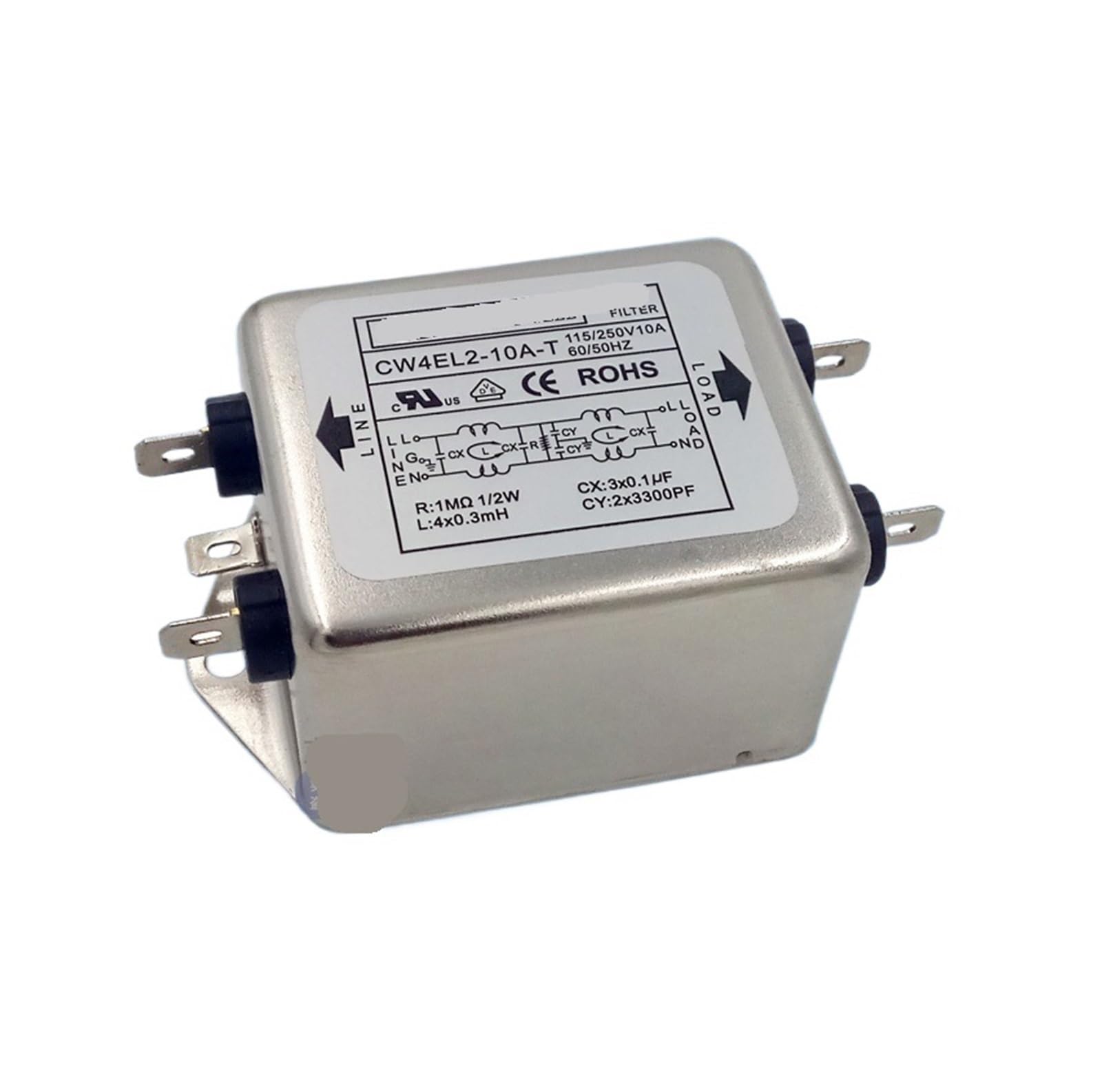 JJHQOKYNA Servo power filter interference CW4EL2 6 10A single-phase AC 20 purification T bipolar 220V(CW4EL2-10A-T)