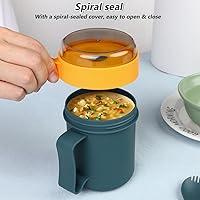 Vista 4 de Cabilock Microwavable Soup Mug with Lid, Oatmeal Bowls with Foldable Spork, 13.5 Oz Microwave Safe Soup Cup for Ramen Noodles Beverages