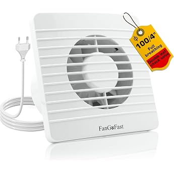 FanGoFast Bathroom Fan 100 mm 120 m /h Exhaust Fan Quiet with Return Flap Powerful Wall Fan for Kitchen Bathroom Greenhouse Garage