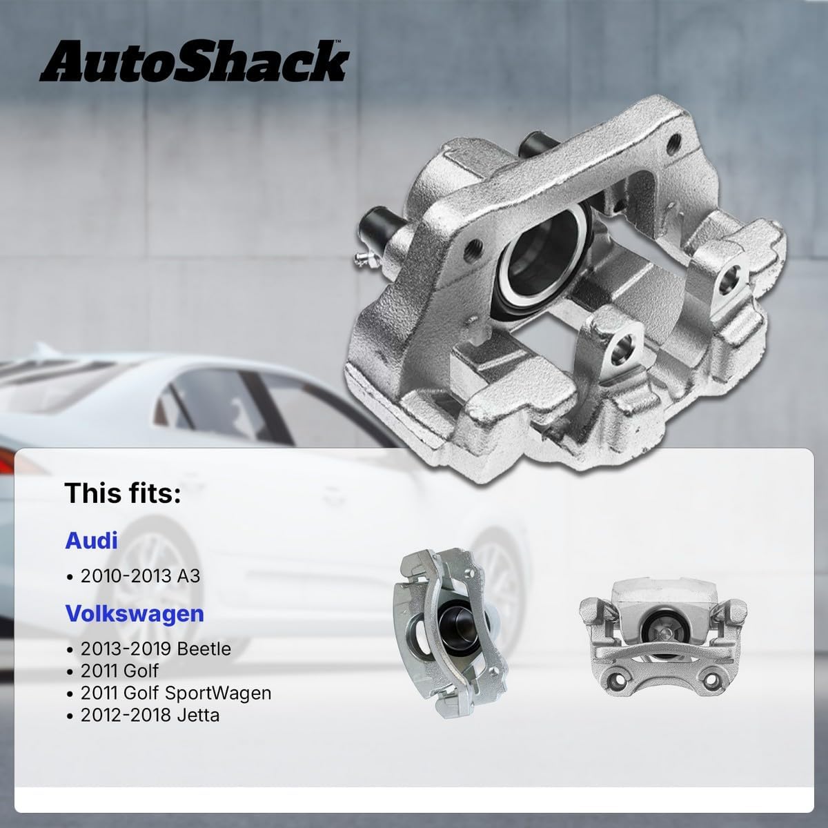 AutoShack Rear Brake Caliper Left Replacement for 2012-2018 Volkswagen Jetta 2013-2019 Volkswagen Beetle 2010-2013 Audi A3 1-PC