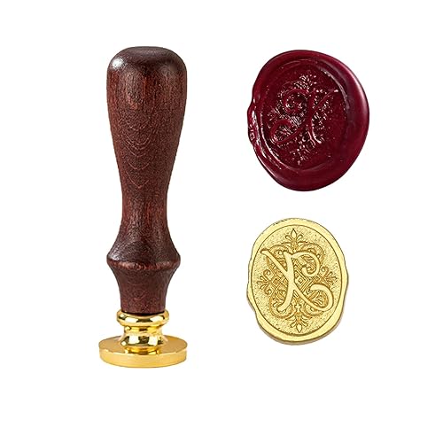 Miniatura 24 de Sello de cera con letra inicial del alfabeto L, sello de cera de sellado de letras vintage con cabeza de latón extraíble y mango de madera, para