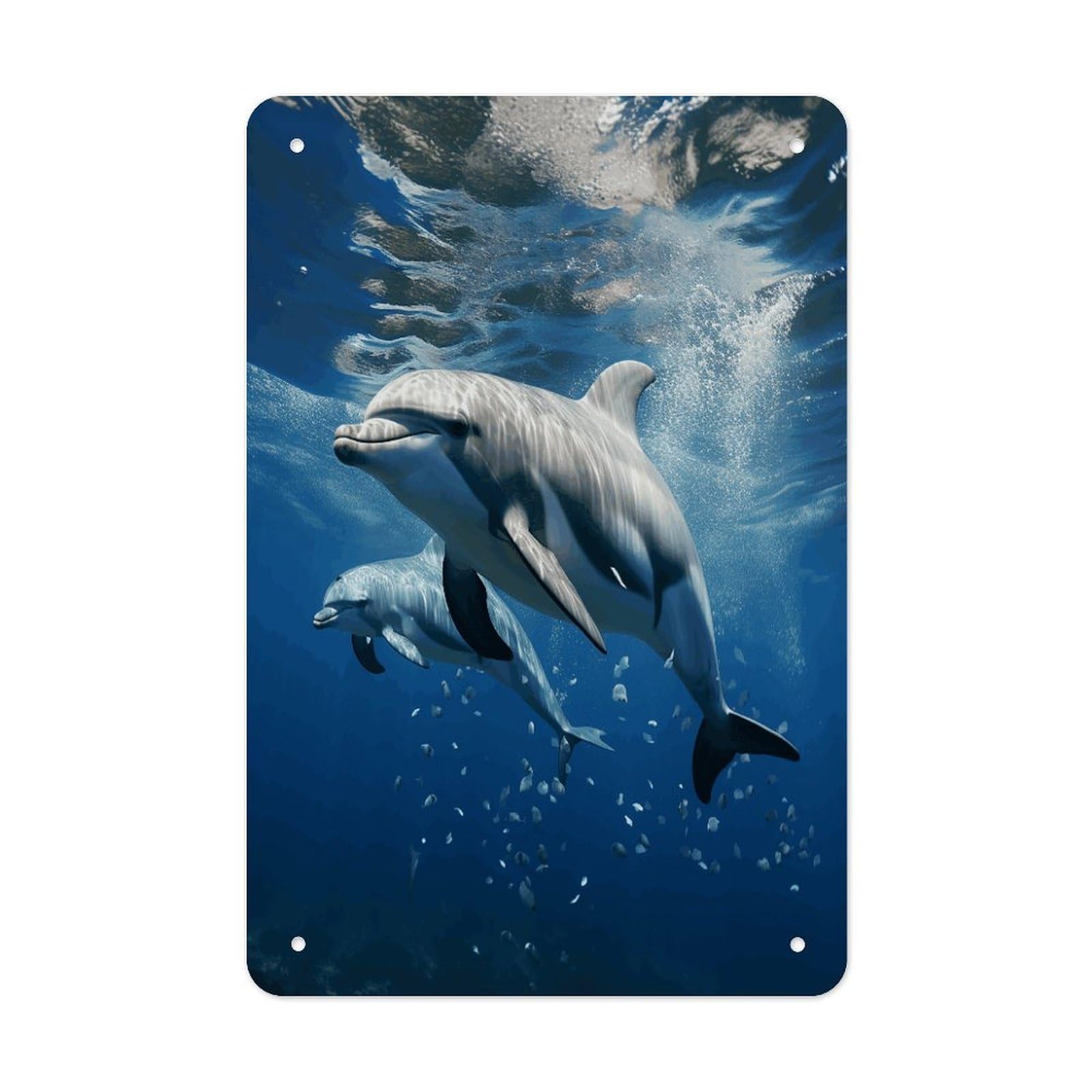 VstaDank Cute Dolphins Metal Tin Signs Personalized Wall Art Prints Decoration Art Poster Funny Vintage Tin Sign Iron Sheet Painting Metal Signboard Decor Painting for Wall Decor