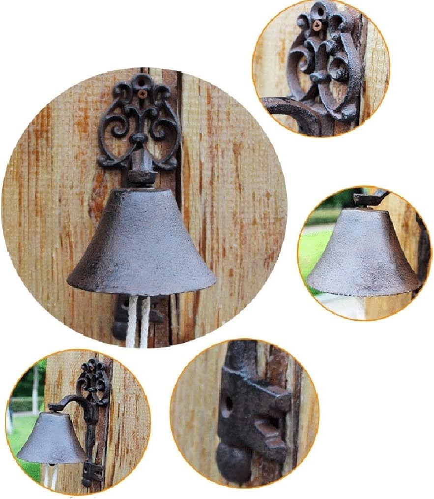 Cast Iron Wall-Mounted Bell,Vintage Key Doorbell, Garden Cast Iron Hand-cranked Bell, Home Garden Decoration