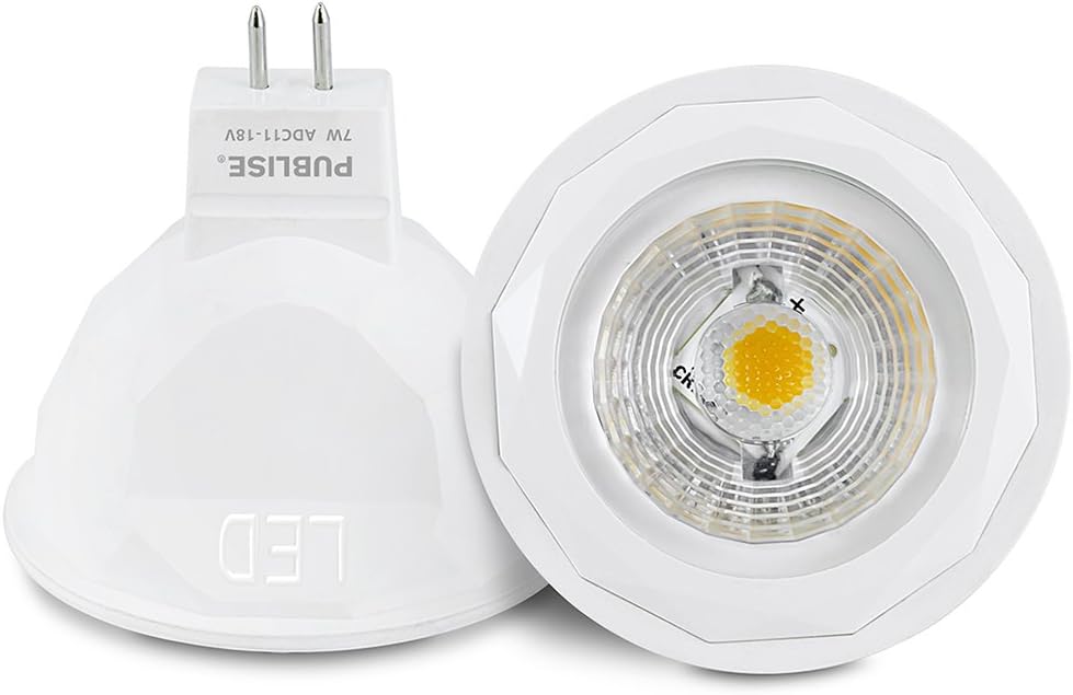 LED MR16 Bulbs AC DC 12 Volt 7W 600lm 50W Halogen Bulbs Equivalent CREE COB Warm White Suit for Electronic Transformer Non-Dimmable GU5.3 ETL and UL Listed Pack of 10 (2700K, 38 Degree)