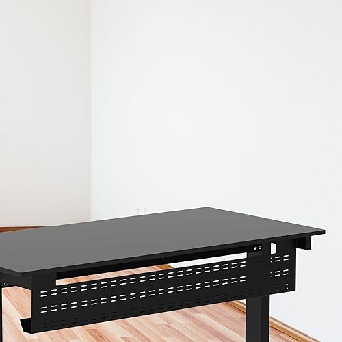 Vista 3 de Bandeja de gestión de cables para debajo del escritorio, cable de computadora horizontal negro y panel frontal