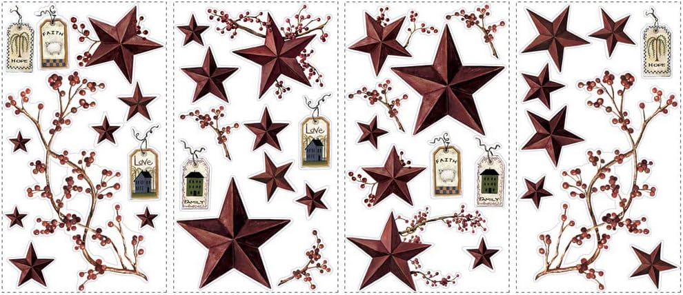RoomMates RMK1276SCS Country Stars and Berries Peel and Stick Wall Decals