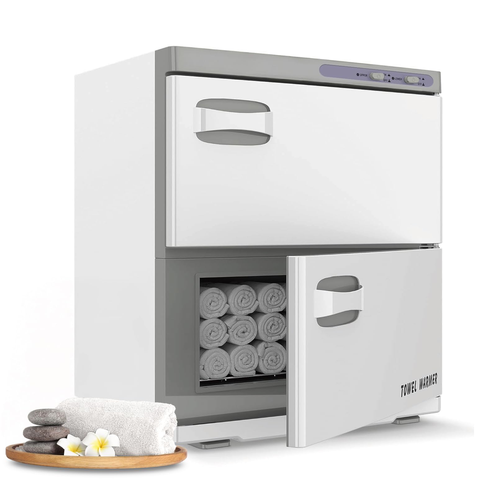 Pantin 32L Premium Two Compartment Towel Warmer for Hair Salon, Beauty SPA, Restaurant & Home. Heated Towel Warmer -Large Electric Hot Towel Cabinet