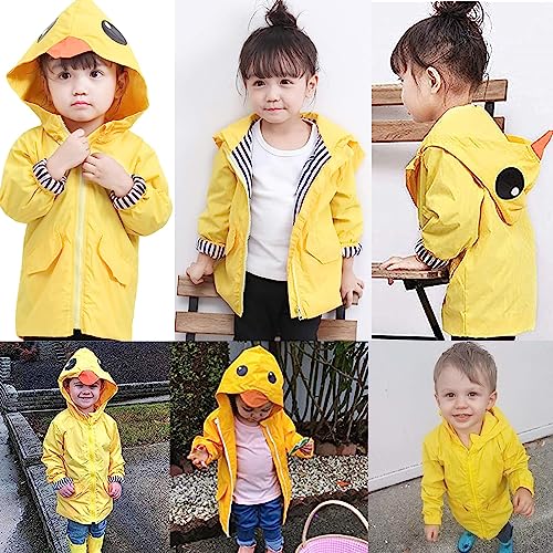 Toddler Baby Boy Girl Duck Rain Jacket Cute Cartoon Yellow Raincoat Hoodie Kids Coat Fall Winter School Outfit4