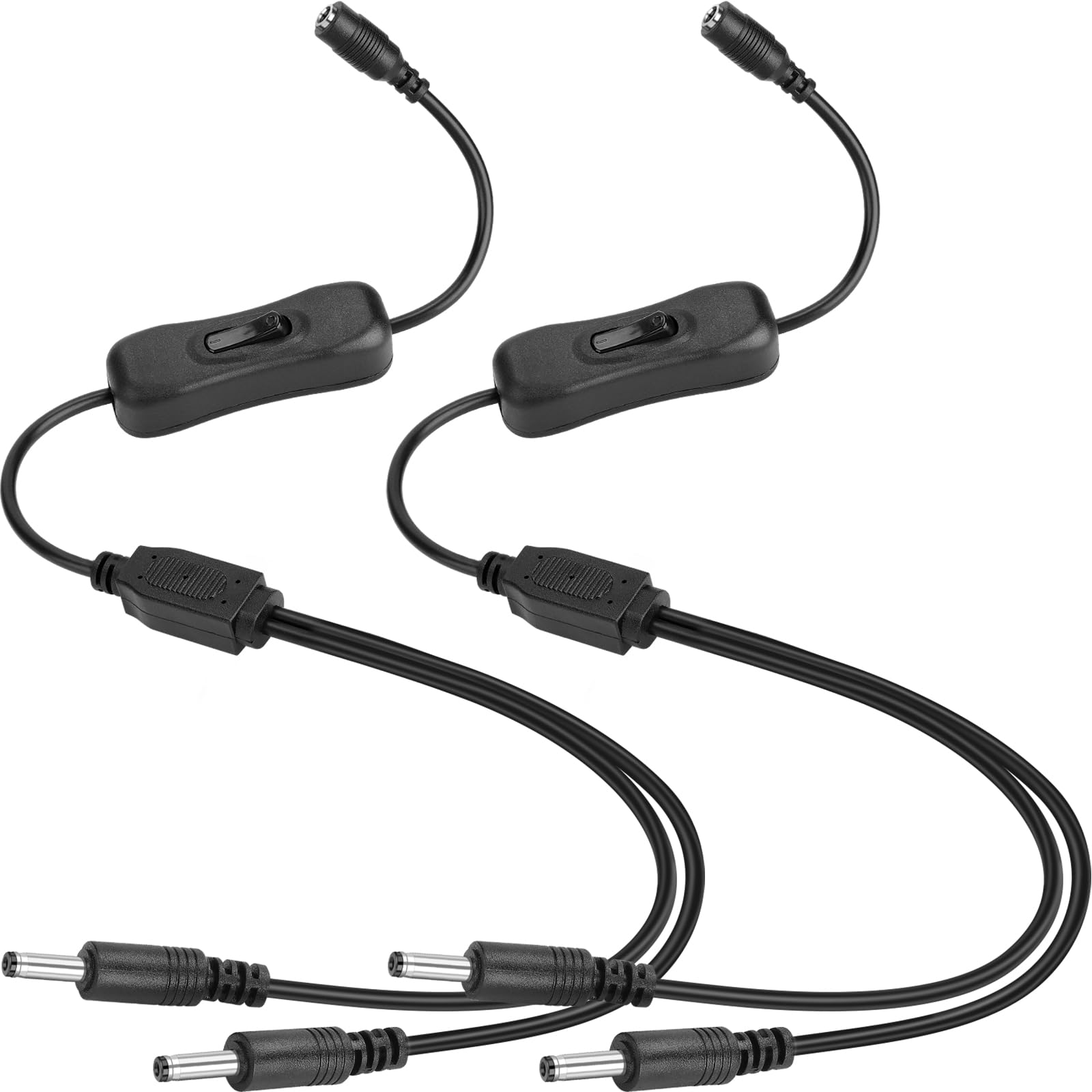 SAISN DC Power Cable Y Splitter with Switch DC 3.5mm x 1.35mm 1 Female to 2 Male Extension Cord with On/Off 304 Switch DV 12V Power Cord for Cameras, LED Strips, 40 cm/15.7 inch