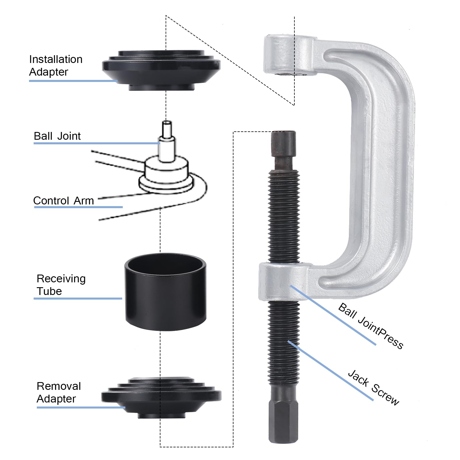 Gueenky 10tlg Estrattore per Giunti a Sfera, Adattatore Estrattore Giunto Sferico per l'Installatore Automatico di Riparazione dell'automobile 2WD & 4WD Remover