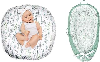 Newborn Lounger Cover, Baby Lounger Replacement Cover for Boys Girls, Baby Nest Cover, Soft & Breathable, Green Leaf (Cover Only)
